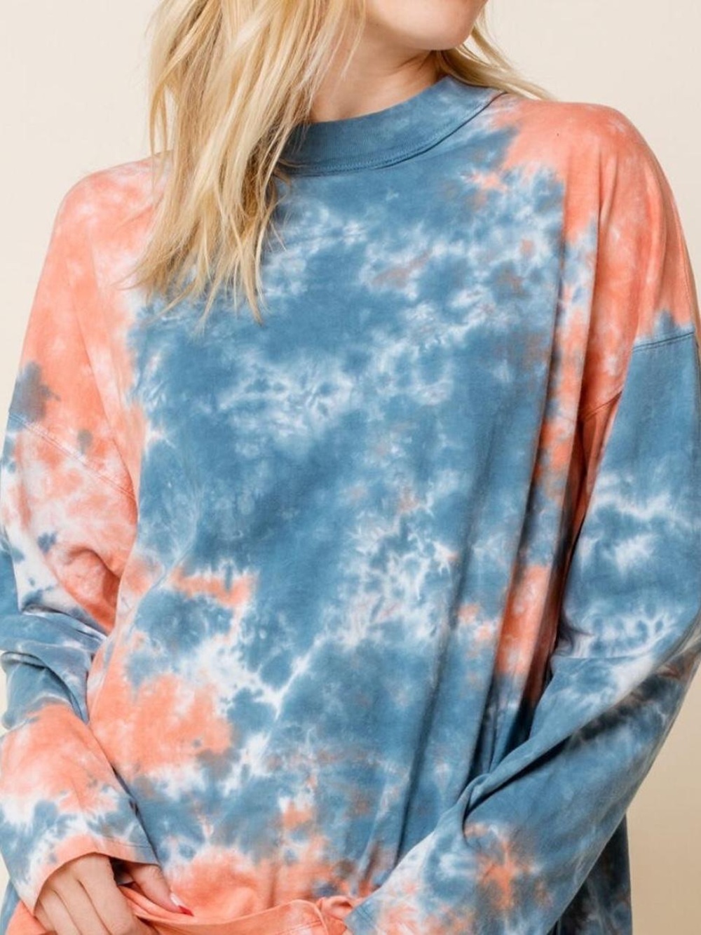 Free People We The Free Be Free Tie Dye Oversized Long Sleeved Shirt- M